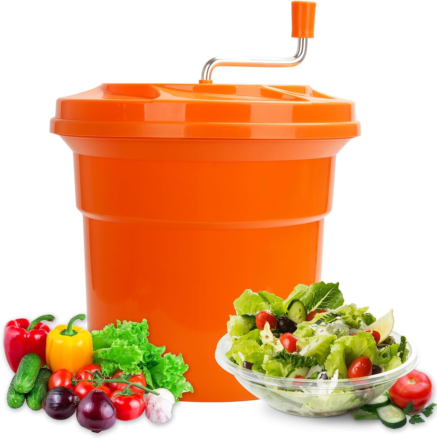 YBSVO 5-Gallon Commercial Salad Spinner Dryer– Holds 5-6 Heads | Heavy Duty Large Lettuce Dryer & Vegetable Washer – Manual Food Prep Spinner for Restaurants & Catering