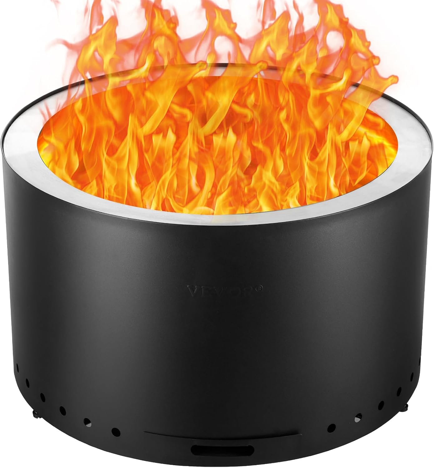 VEVOR Smokeless Fire Pit Stove Bonfire, H: 17 in x Dia: 28 in,Wood Burning Fireplaces with Removable Ash Pan, SUS430 Stainless Steel Inner Portable Outdoor Firepit,for Outdoor Patio Camping, Black