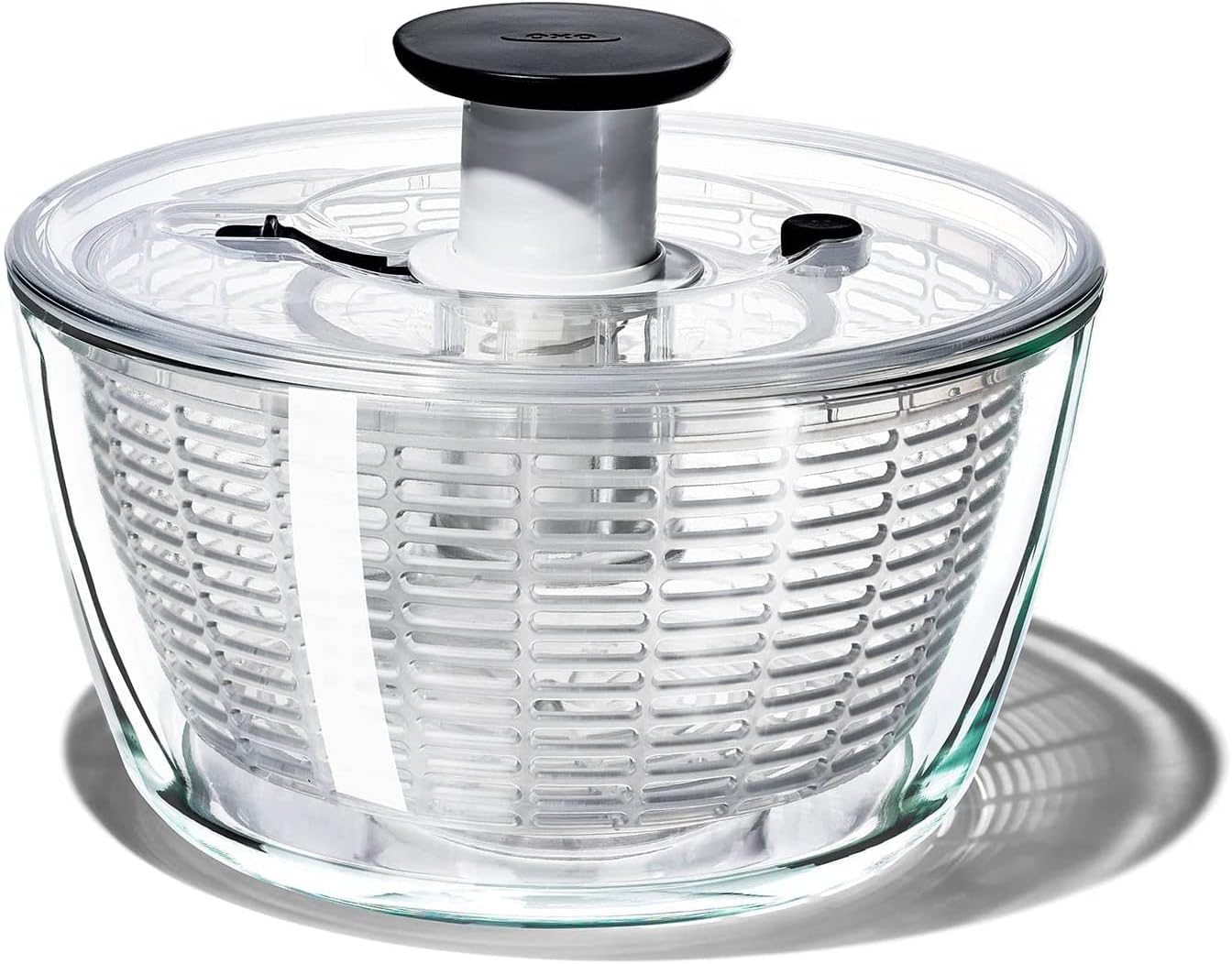 OXO Good Grips Glass Salad Spinner – Large 6.22-Qt Lettuce & Fruit Washer, Borosilicate Glass Bowl, BPA-Free, Easy Pump