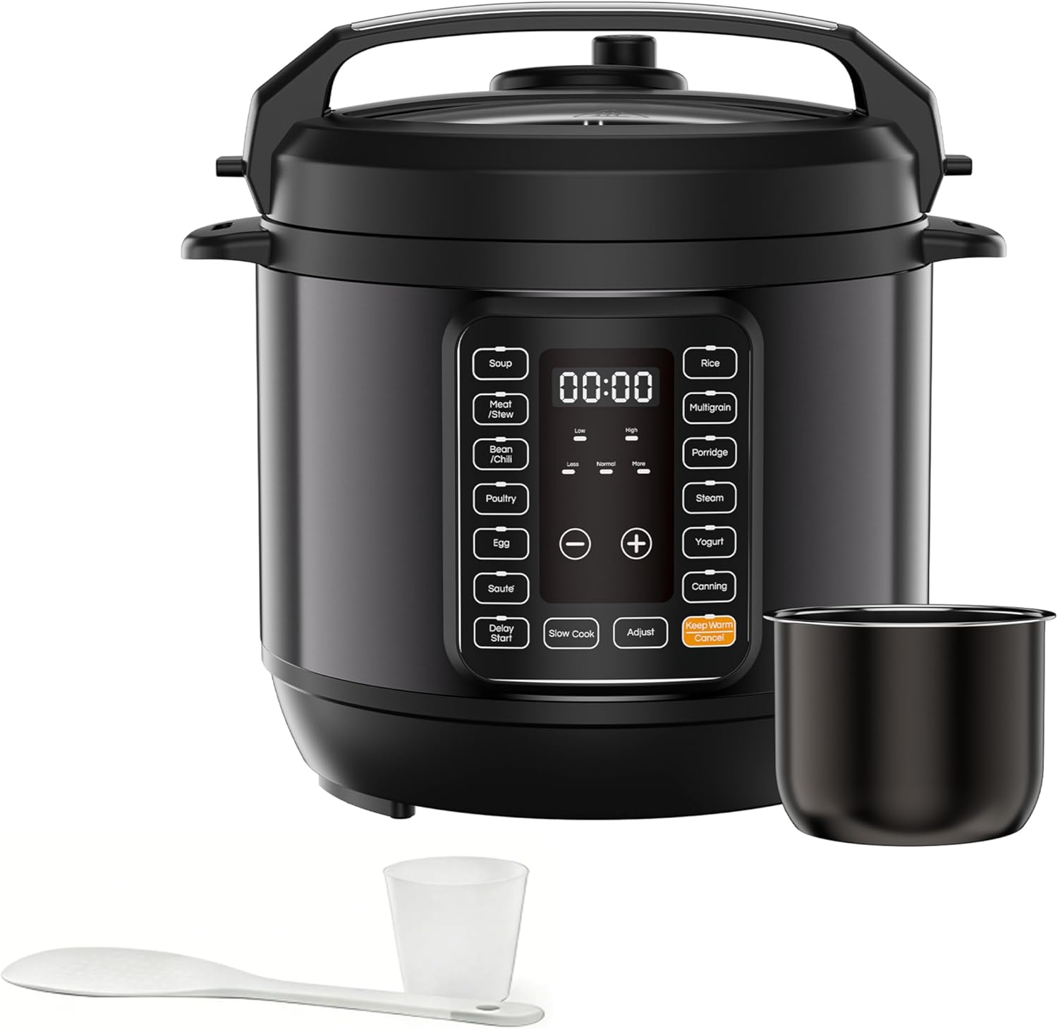 Simple Deluxe 8QT Electric Pressure Cooker, 16-in-1 & Non-Stick Stainless Steel Multi Cooker with 12 Presets for Slow Cook, Meat Stew, Steam, Sauté, Canning, Yogurt Maker, Dishwasher Safe, Black