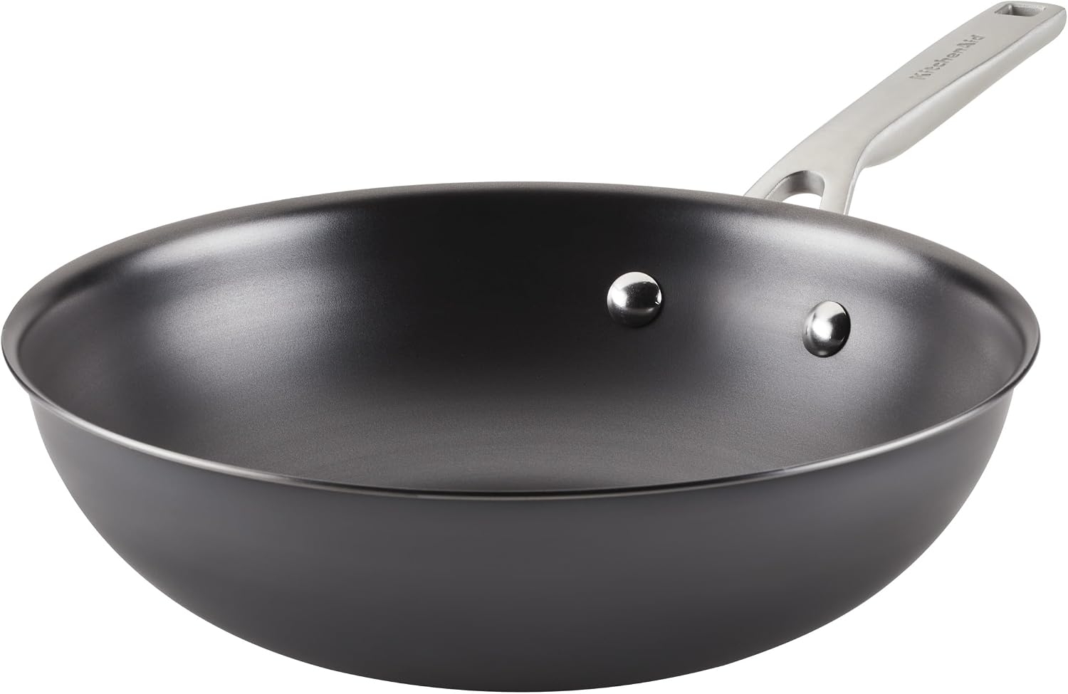 KitchenAid NITRO Carbon Steel Wok, 10-Inch Nitrided Carbon Steel Pan, Stir Fry Pan, Gray