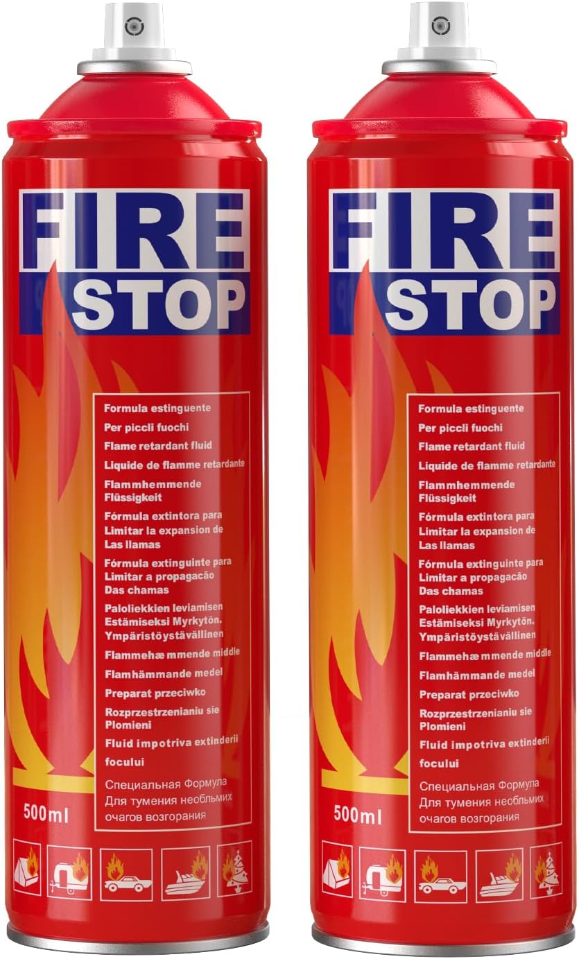 AmzBoom Fire Extinguisher 2-Pack with Mounting Bracket for Home, Kitchen, Car, Grill – Portable Small A, B, C, K Fire Extinguisher – 8-in-1 – Prevents Reignition.