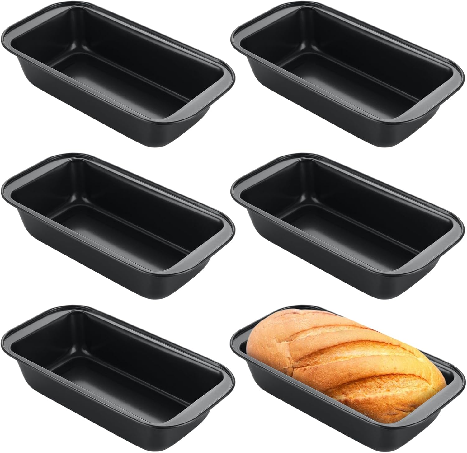 QTLCOHD 6 Pack 8″ x 4″ Bread Loaf Pan for Baking Homemade Bread, Non Stick Carbon Steel Loaf Pans