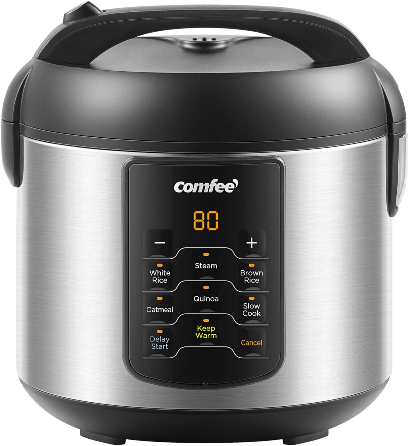 COMFEE’ Rice Cooker Upgraded, 6-in-1 Stainless Steel Multi Cooker, Slow Cooker, Steamer, Saute, and Warmer, 2 QT, 8 Cups Cooked(4 Cups Uncooked), Brown Rice, Quinoa and Oatmeal, 6 One-Touch Programs
