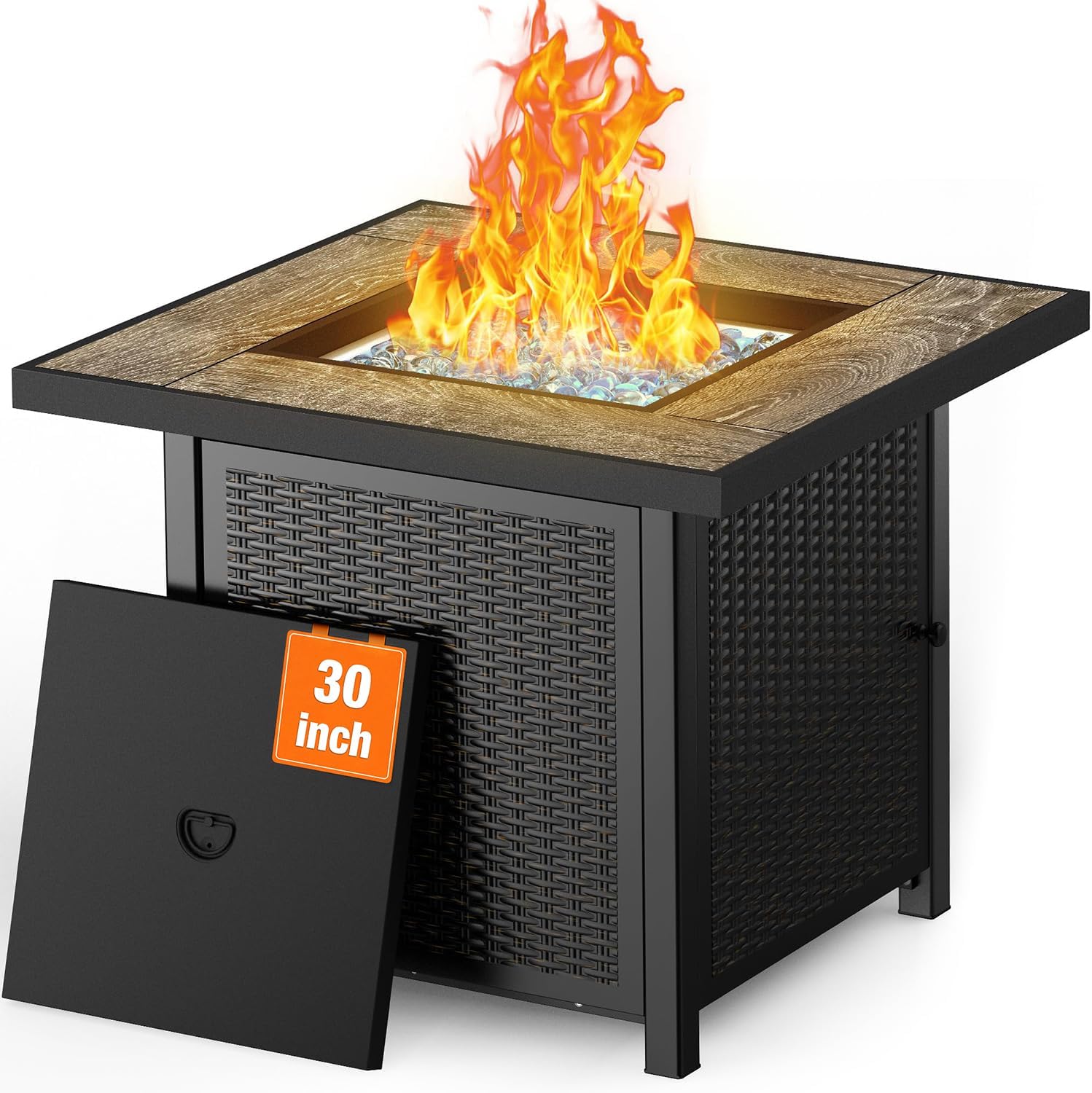 BALI OUTDOORS 50000 BTU Propane Fire Pit for Outdoor, 30 in Fire Pit Table Outdoor, Square Firepits for Outside Backyard, Patio