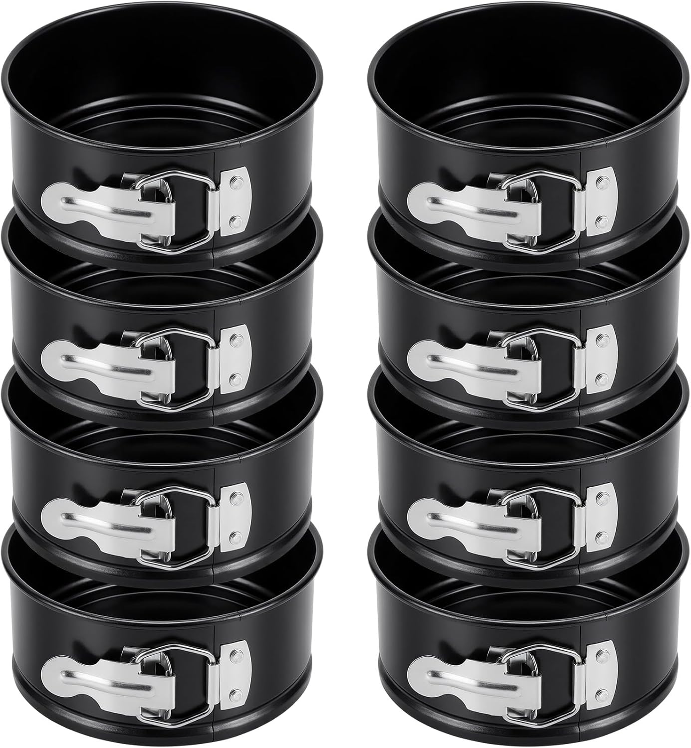 Sunnyray 8 Pcs 4 Inch Springform Pan for Baking Mini Cheesecake Pans with Removable Bottom Nonstick Leakproof Round Cake Mold Spring Form Molds for Mini Cheesecake Pizza and Quiches (Black)