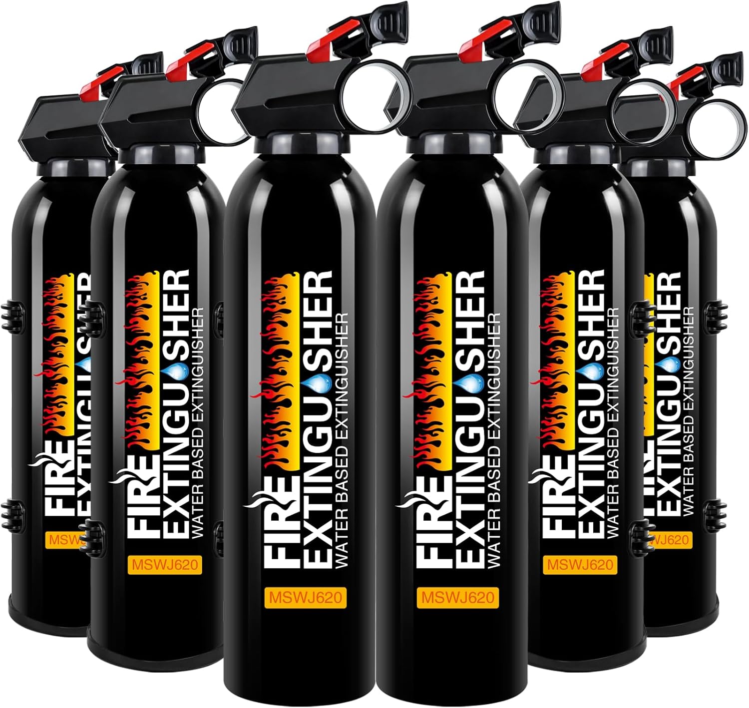 6Pack Fire Extinguisher for Home – 8 in 1 Portable A, B, C, K Fire Extinguishers with Mount, 620ml Emergency Survival Extinguisher for Vehicle, Car, Boat, Truck & Office, Versatile Fire Protection