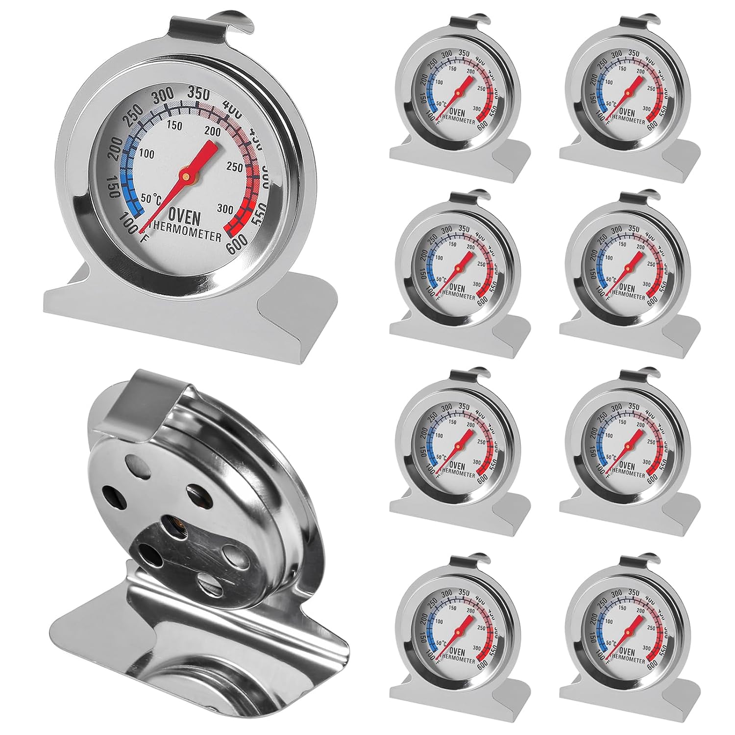 Oven Thermometer Instant Read Stainless Steel Grill Thermometer 50-300°C/100-600°F for Kitchen Cooking Baking (10pcs)
