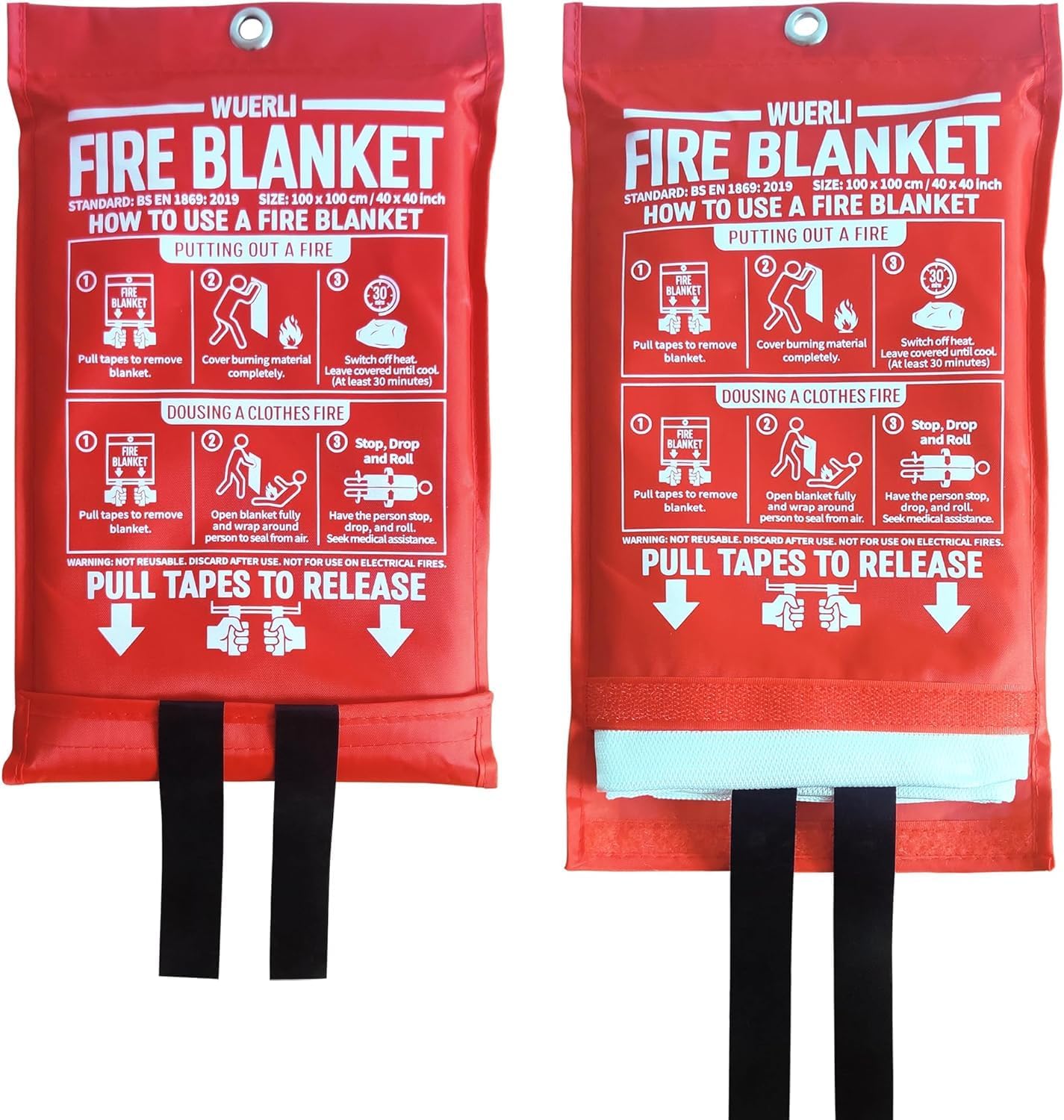 Fire Blanket for Home and Kitchen,40″ x 40″,2 Pack,Emergency Fire Blanket