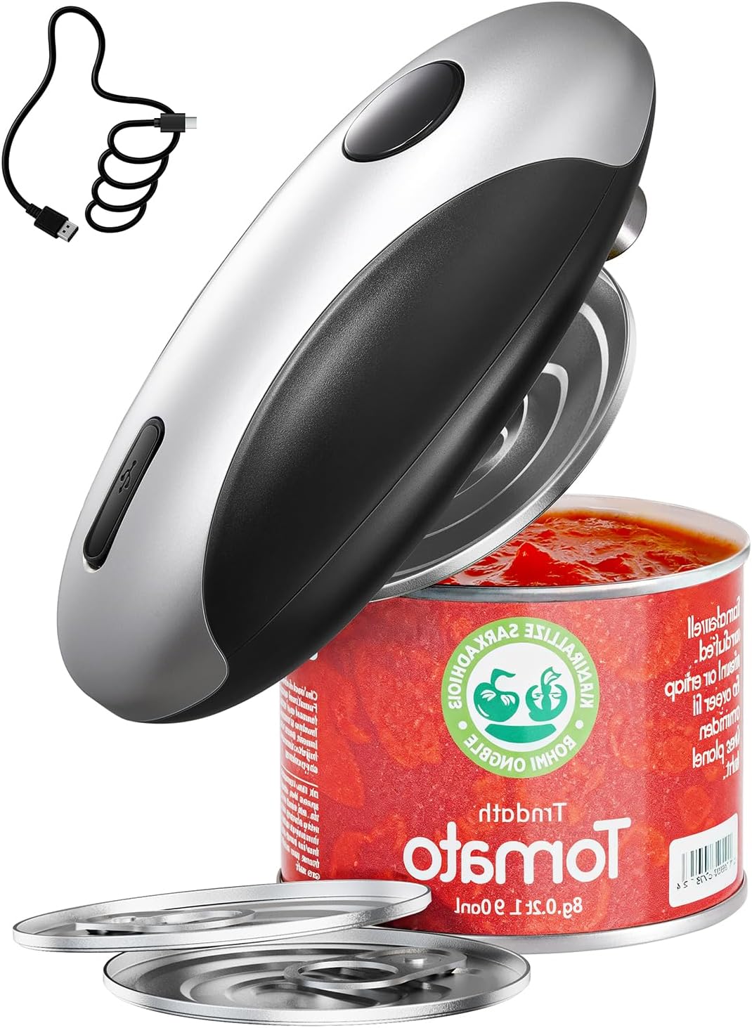 HouseSapp Rechargeable Electric Can Opener – Smooth Edge, One-Touch Automatic Can Opener for Seniors & Arthritis, Hands-Free Can Openers for Kitchen, Type-C Fast Charge, Compact Portable Can Openers