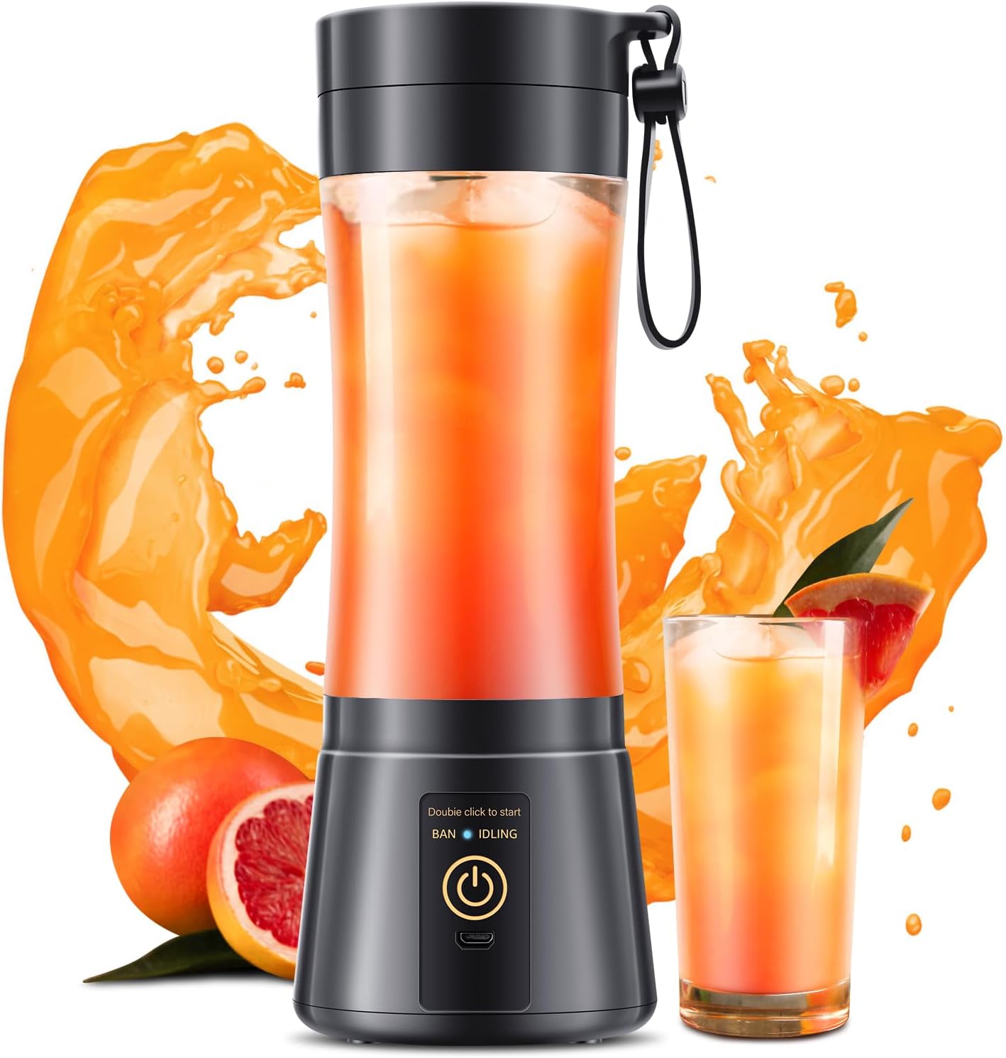 12 Oz Cordless Portable Personal Size Blender – Mini Blender Make Smoothies and Shakes, Cordless Lightweight Rechargeable, Freshly Squeezed in Picnic/Sports/Home