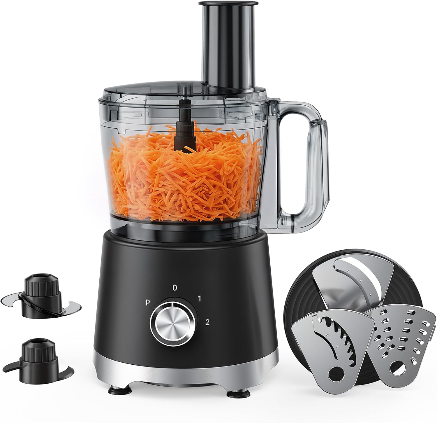 OLIXIS Food Processor 10.5 Cups, 600W Powerful Food processors with 5 Blades, Dishwasher Safe Meat Grinder for Slicing, Shredding, Chopping, Kneading, for Meat, Vegetables, Fruit, Dough