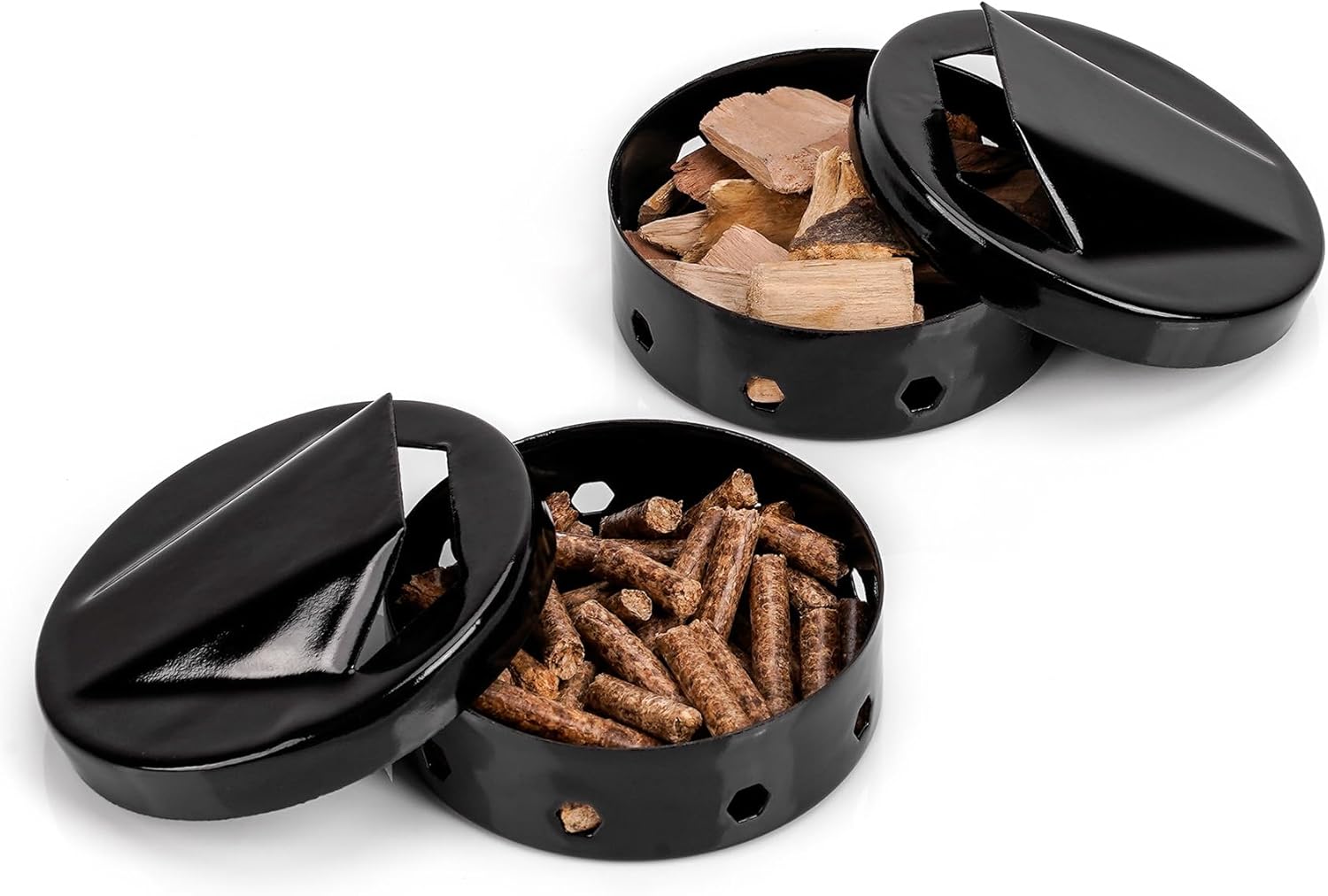 Smoker Box 2-Pack for Grill – Wood Chip Smoking Box for Gas Grills, Electric Grills, Oven, Stovetop Use – Indoor/Outdoor BBQ Smoker Boxes with Lid