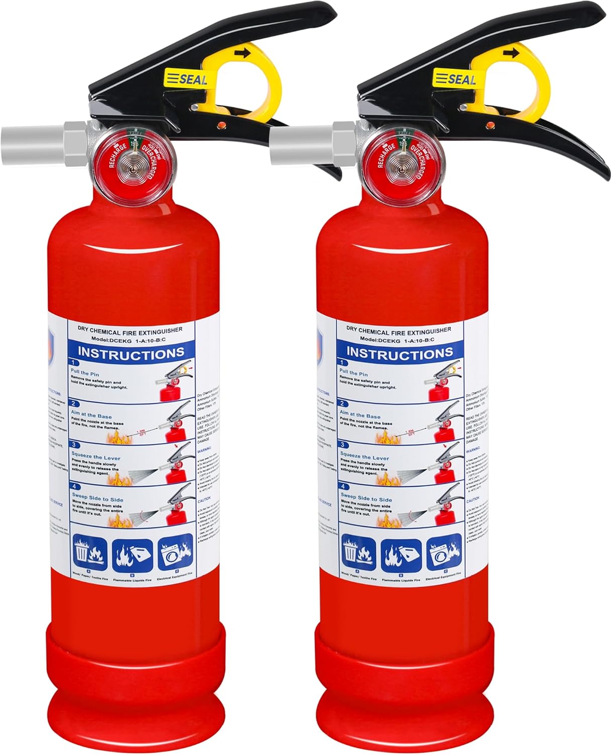 2 Pack ABC Dry Chemical Fire Extinguishers with Mount, 2.5 lb 1A:10B:C Rating for Home, Vehicle, Boat, Quick Release Handle, Compact & Portable Dry Powder Extinguisher