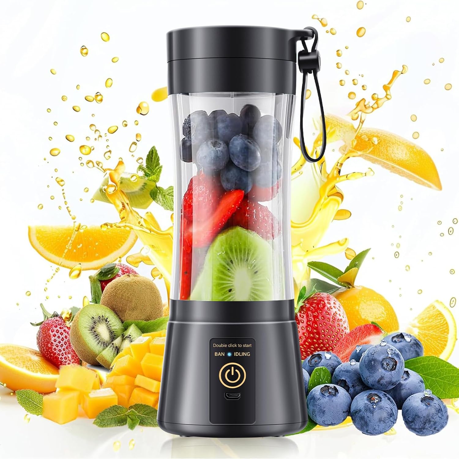 Portable Blender Personal Size Blender – Shakes and Smoothies, Cordless & USB Rechargeable, Lightweight with BPA-Free Cup Suit in Picnic/Sports/Office