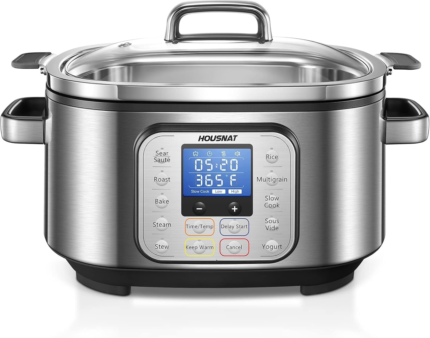 HOUSNAT Slow Cooker, 10 in 1 Programmable Slow Cooker 6QT 304 Stainless Steel Inner Pot, Multi-Cooker with Rice, Yogurt, Sauté, Steam, Delay Start & Adjustable Temp – for Large Families & Entertaining