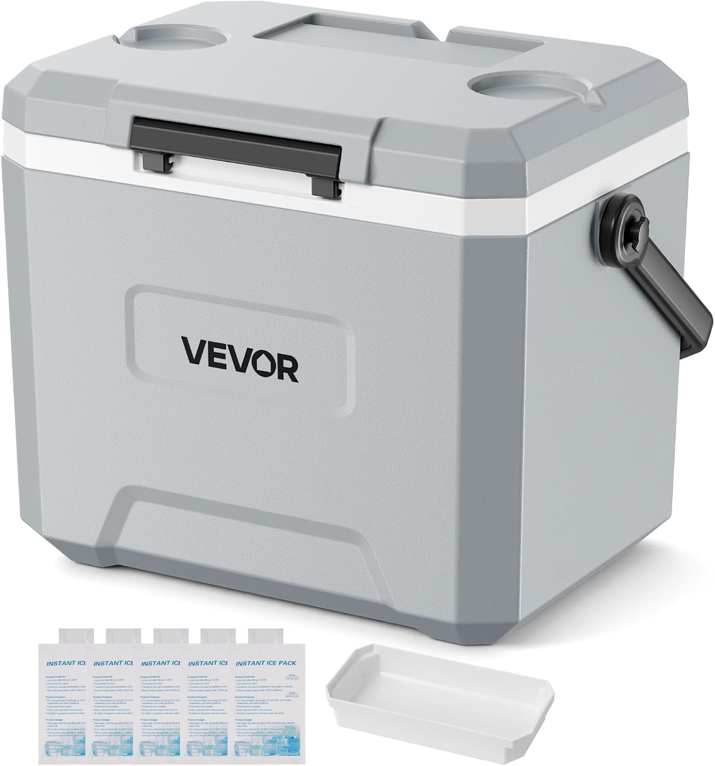 VEVOR Portable Cooler, Lightweight Rigid Material Insulated Portable Cooler, Suitable for Family Picnics and Long Trips