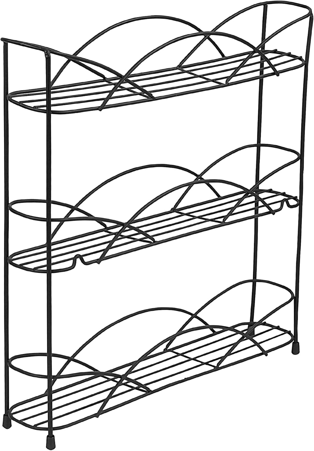 Spectrum 3 Tier Spice Rack Organizer Black Countertop Wire Shelf Spice Rack for Modern Kitchen Pantry Cabinet, Organize Spices with Three Tier Spice Shelf for Kitchen Storage with Wall Mount Option