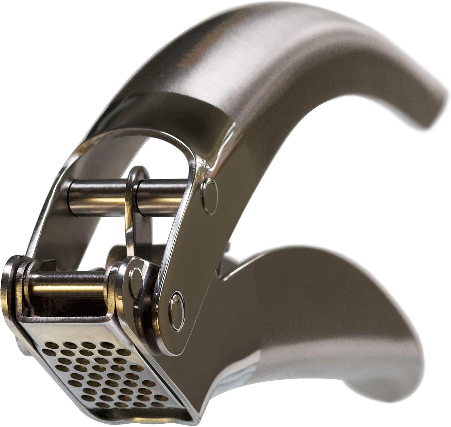 MANNKITCHEN Stainless Steel Garlic Press, Heavy Duty Professional Grade Double Lever-Assisted Garlic Mincer with High Capacity Reservoir – Easy to Clean and Rust Free Garlic Crusher