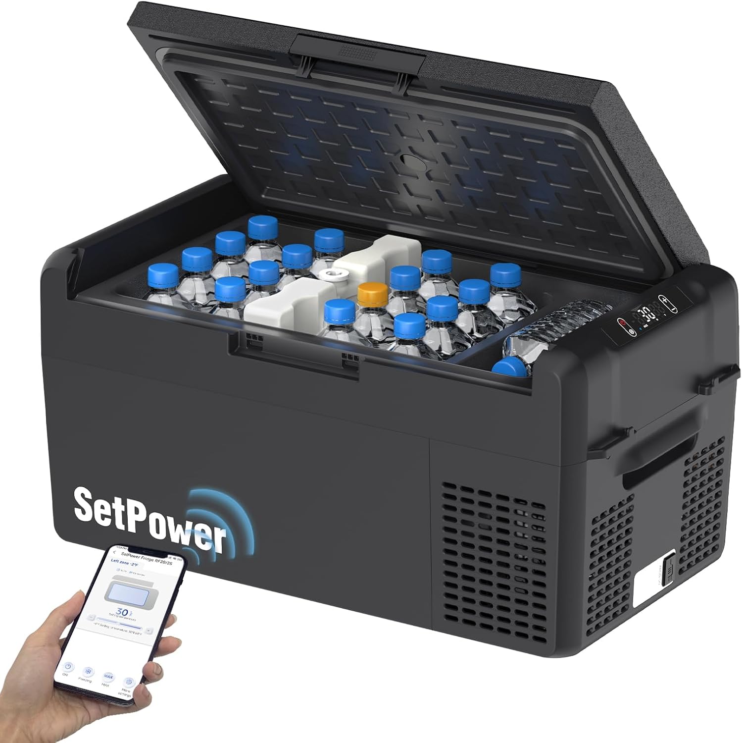 Setpower 12V Refrigerator 21 Quart Portable Freezer 50 Hours Keep Cool,Electric Cooler for Vehicles Car Refrigerator for Car Camping Truck Van RV SUV Road Trip Travel (3-year warranty)