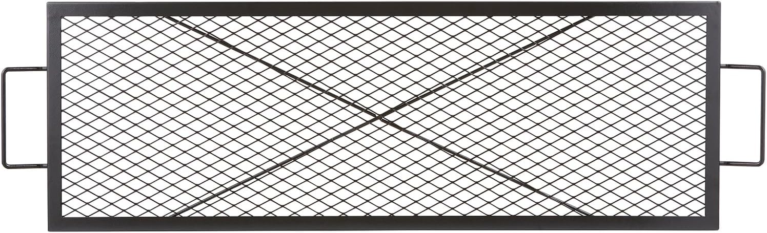 VEVOR X-Marks Fire Pit Grill Grate, Rectangle Cooking Grate, Heavy Duty Steel Campfire BBQ Grill Grid with Handle & Support X Wire, Portable Camping Cookware for Outside Party Gathering, 44 Inch Black
