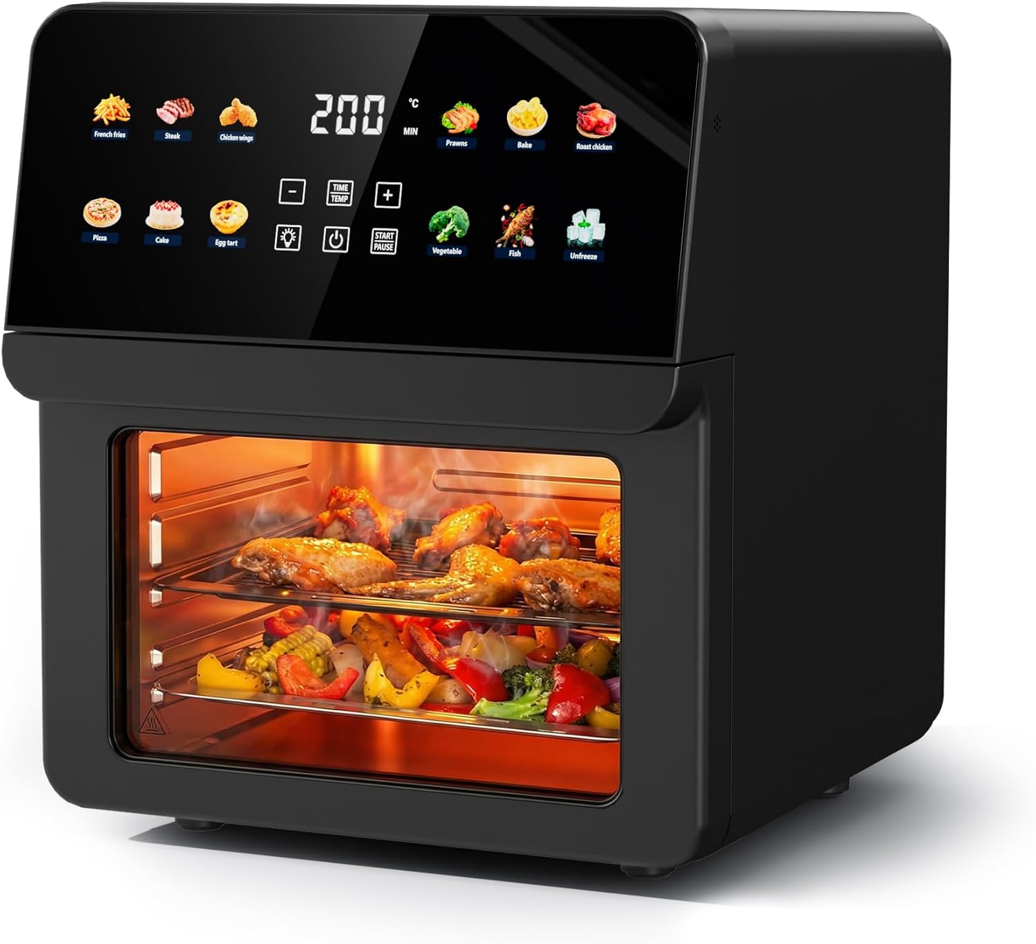 Ludatido 2026 Upgraded 12QT Air Fryer Oven, 8-in-1 Toaster Oven Combo, 8 Presets, Family Size Countertop Oven, 2 Baking Racks & Gloves, Roast Bake Air Fry, Easy to Clean