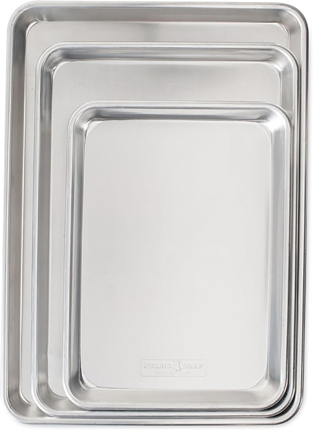 Nordic Ware Naturals 3 Piece Set – USA Made Aluminum Commercial Quality Sheet Pan for Baking or Roasting, Encapsulated Galvanized Steel Rim Prevents Warping; Half Sheet, Jelly Roll and Quarter Sheet