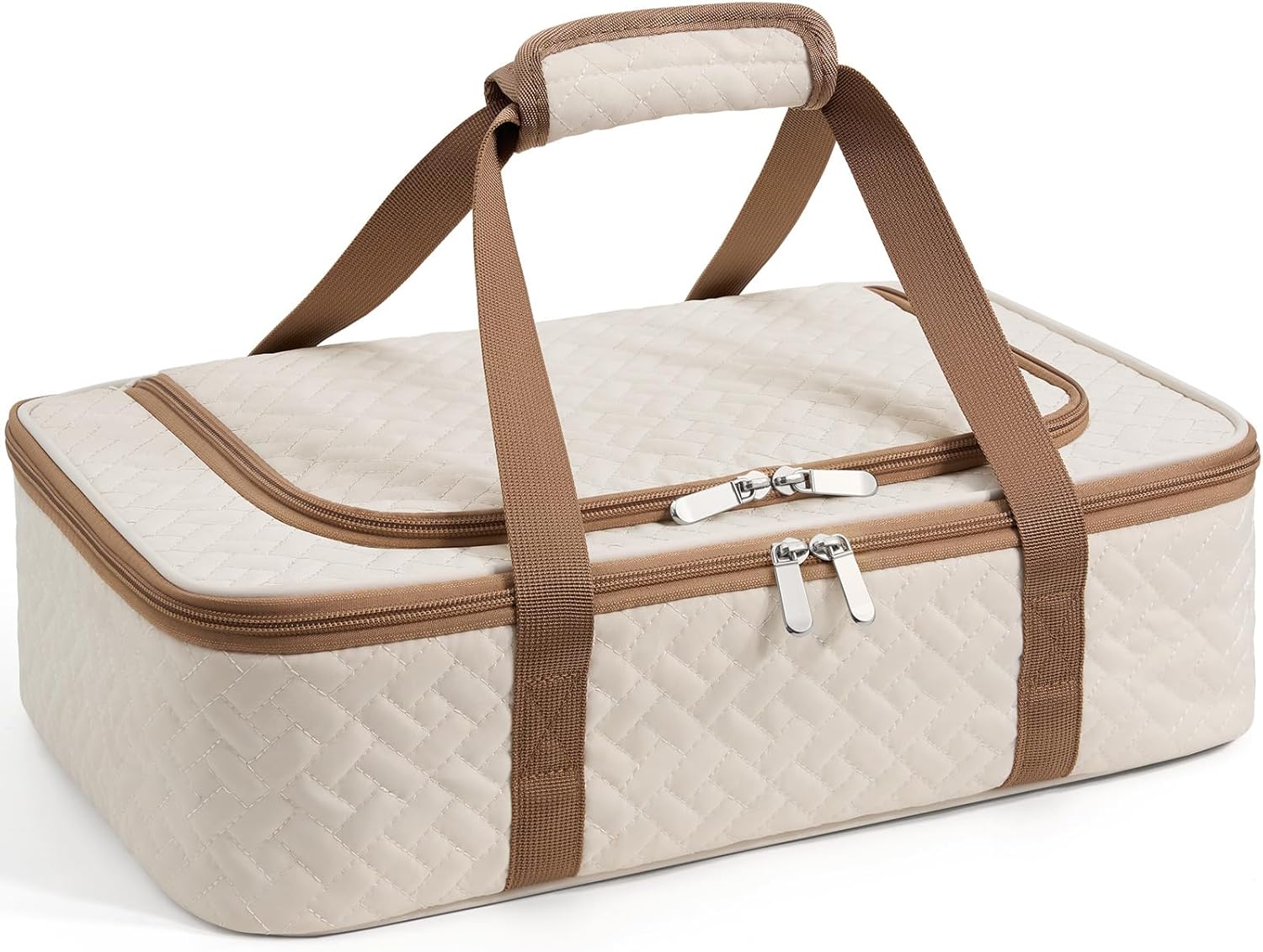 Insulated Casserole Carrier – Portable Casserole Carrier for Hot or Cold Food, Lasagna Holder for Parties,Picnic,Cookouts,Traveling – Fits 9″ x 13″ Baking Dish (Beige)