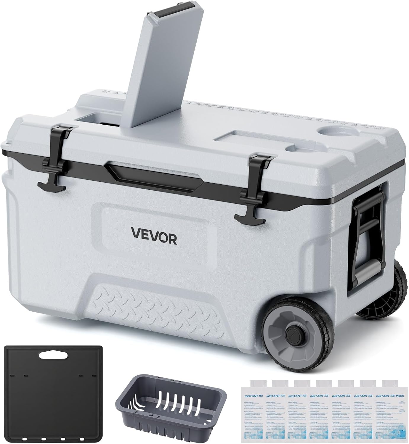 VEVOR Portable Cooler,Hard Cooler with Ice Retention, Heavy-Duty Handles and Strap, Lightweight Rigid Material Insulated Portable Cooler, Suitable for Family Picnics and Short Trips