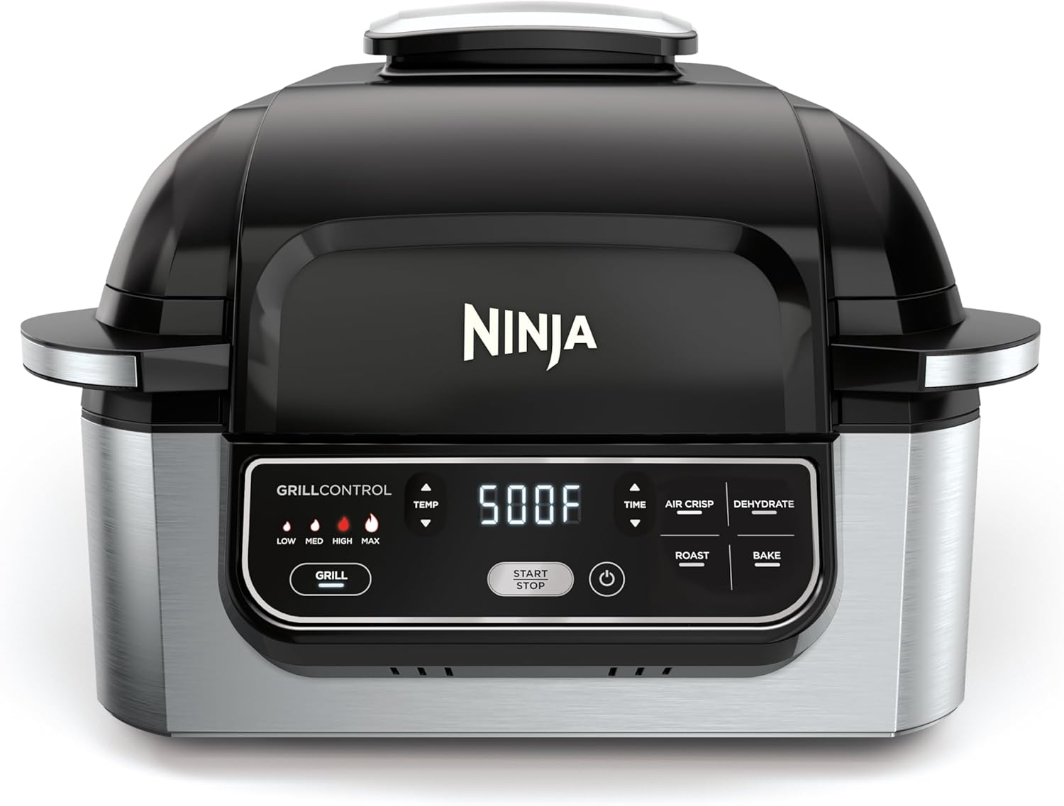 Ninja Foodi Indoor Grill & Air Fryer | 5-in-1 Grill, Air Fry, Roast, Bake, & Dehydrate | Cyclonic Grilling Technology | XL Capacity | Dishwasher Safe Parts | Black/Grey | AG301