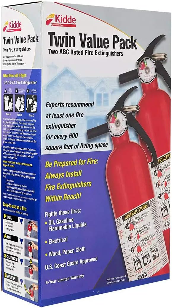 Kidde Multipurpose Fire Extinguishers, 2 Pack, Red
