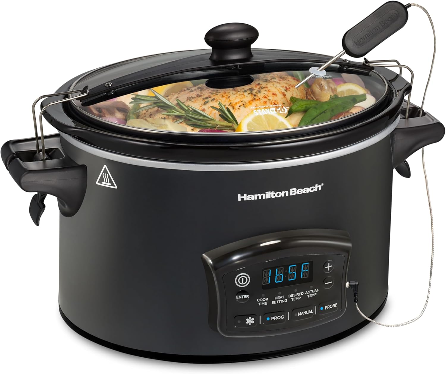 Hamilton Beach Defrost & Go Programmable Slow Cooker, Temperature Probe, 6 Quart Capacity, R33962 (Renewed)