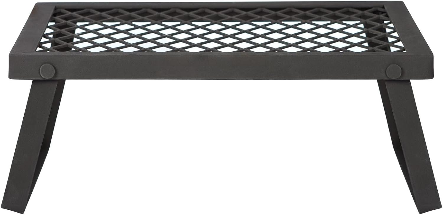 Amazon Basics Heavy-Duty Portable Camping Grill Grate for Outdoor Open Flame Cooking, Foldable, Sturdy, 15.9″ x 12.2″, Black