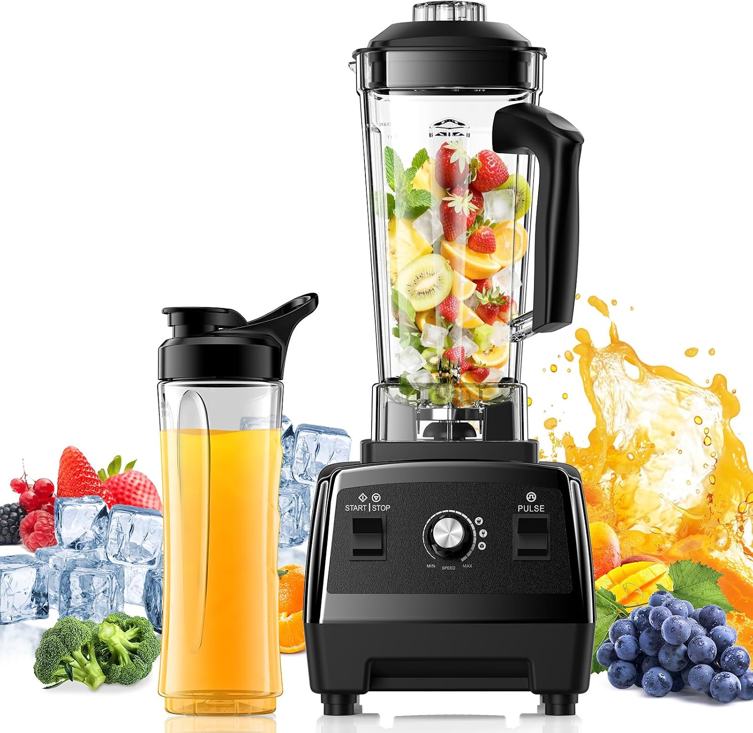 Blender for Smoothies, 1800W High Speed Smoothie Maker with 68oz Large Pitcher, 20oz Travel Cup, Pulse Self-Cleaning & Overheat Protection