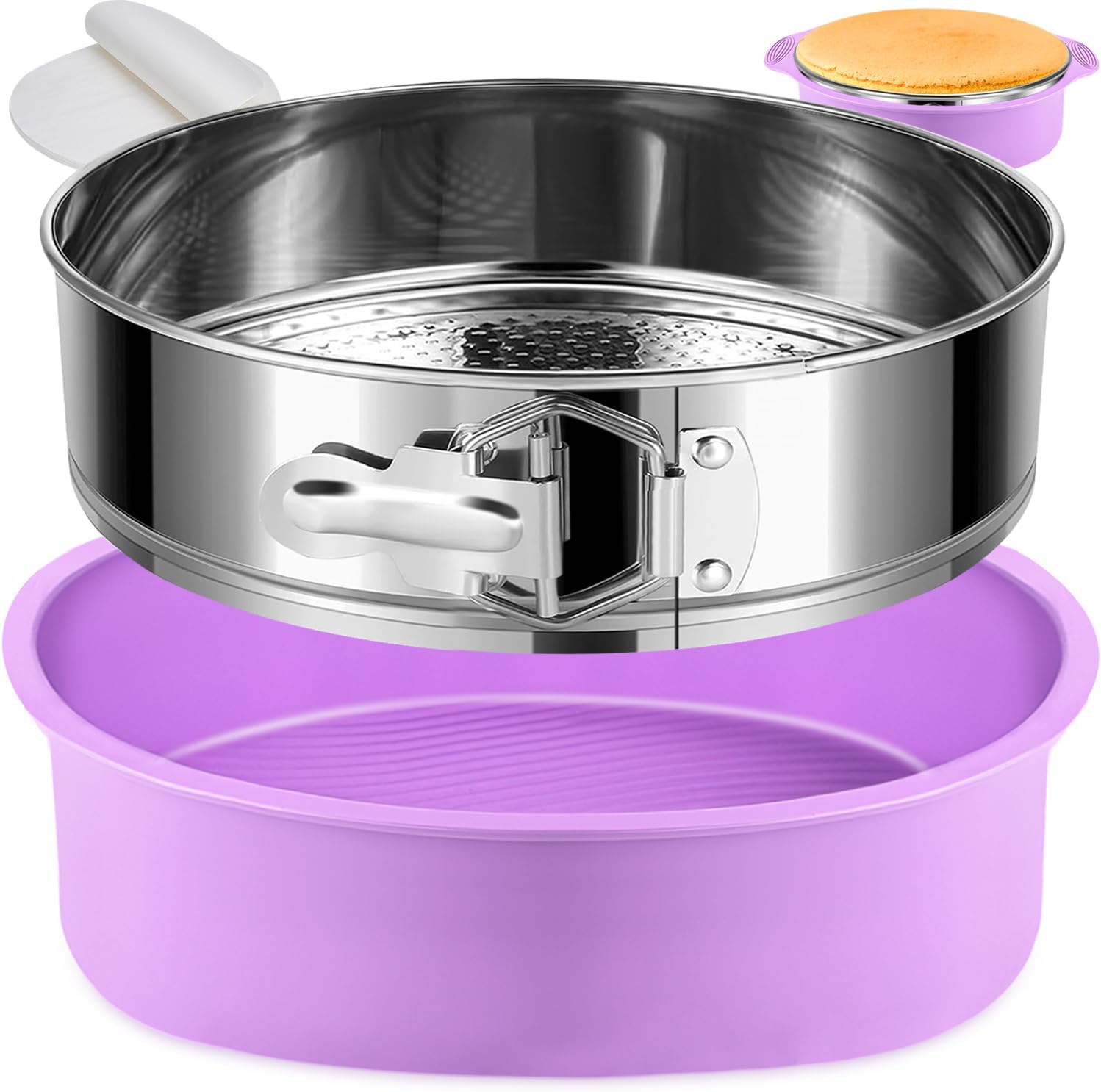 Stainless Steel Springform Pan 9 Inch/Nonstick/Leakproof/Removable | Cheesecake Pan Include Silicone Protector for Water Bath, Spring Form Pan for Cheesecake with 50pcs Parchment Paper