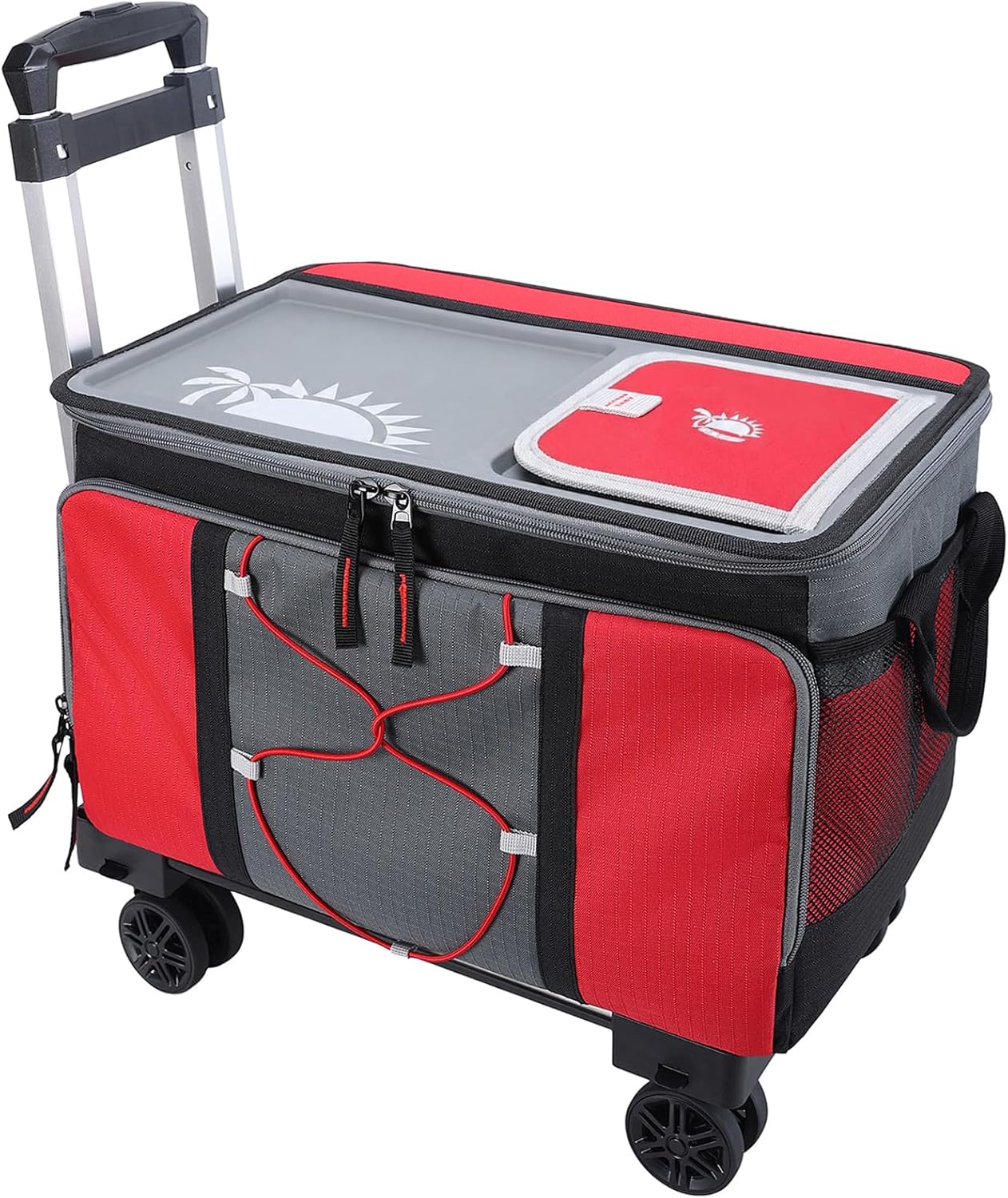 50-Can Hard Top Large Rolling Cooler with a Hard Base Plate, Leakproof Insulated Cooler with Wheels and Handle Collapsible for Outdoor
