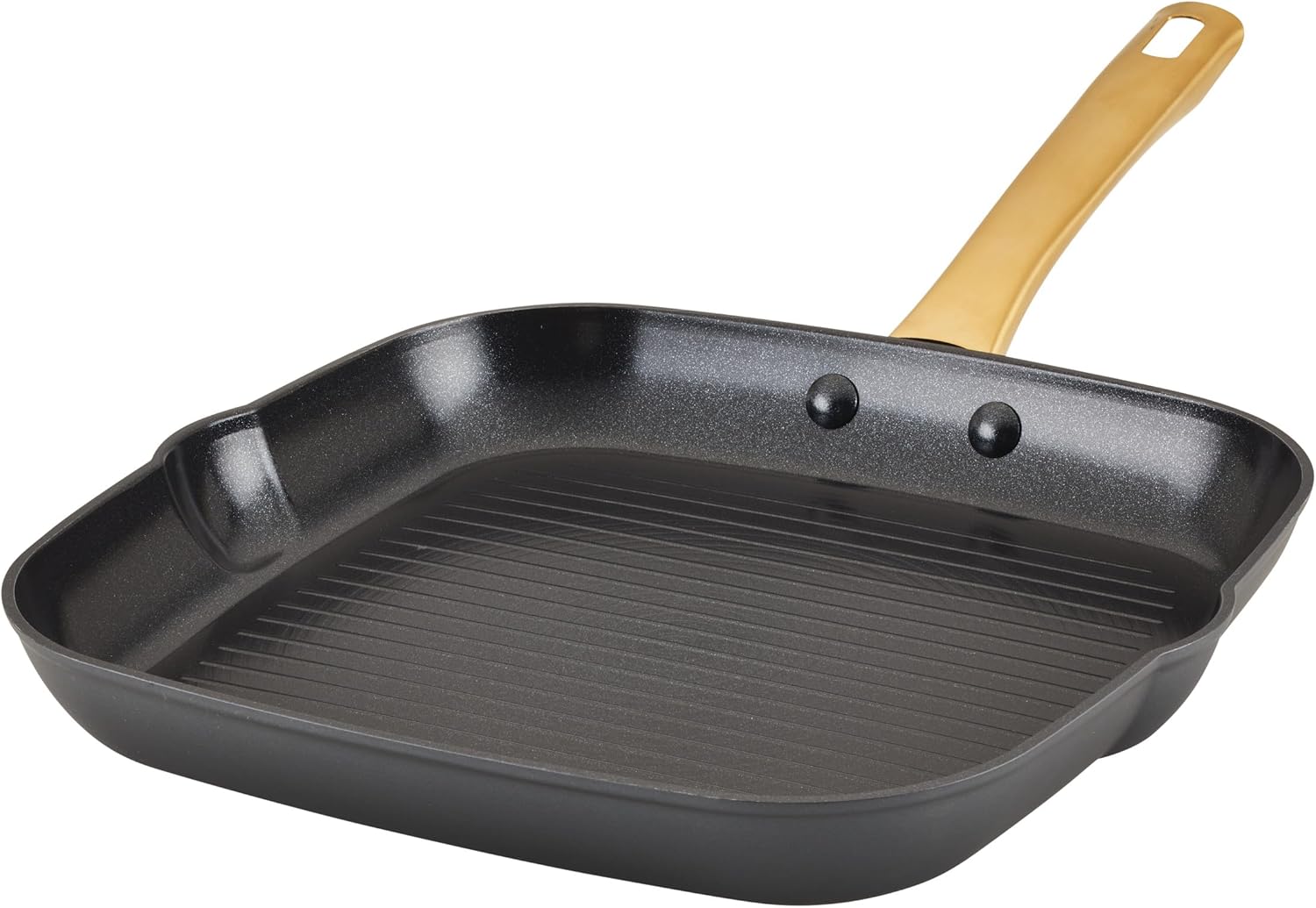 Farberware Forged Induction Ceramic Cookware Nonstick Square Grill Pan/Griddle Pan, Dishwasher Safe, Suitable for All Stovetops, 11 Inch – Black and Gold