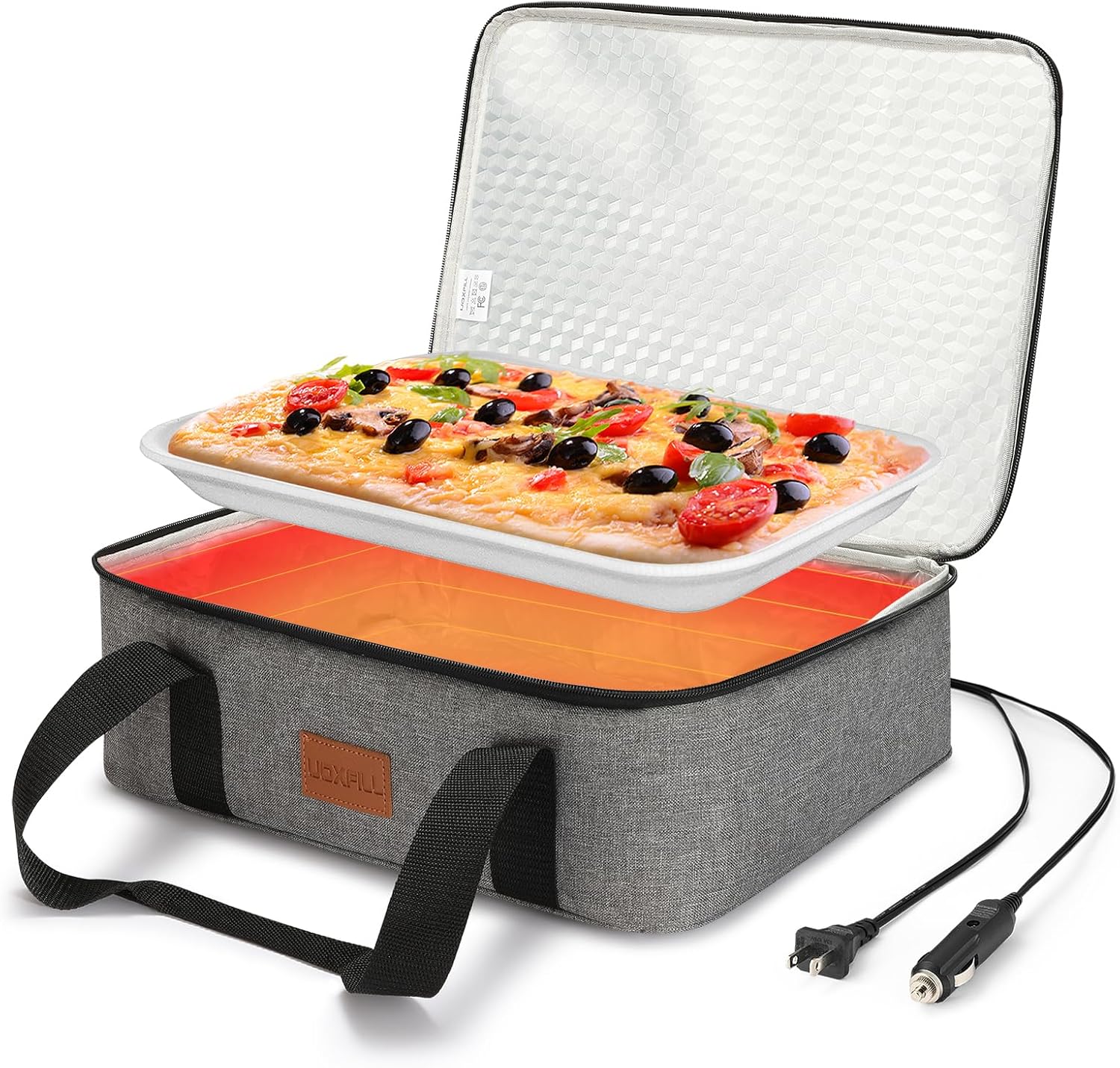 Food Warmer Electric Casserole Carrier – Large Heated Lunch Bag for Car Truck, 12V/24V/110V, Thermos for hot food for Potluck Cookouts Parties Picnic,Lasagna Lugger,Fits 9″x13″ Baking Pan