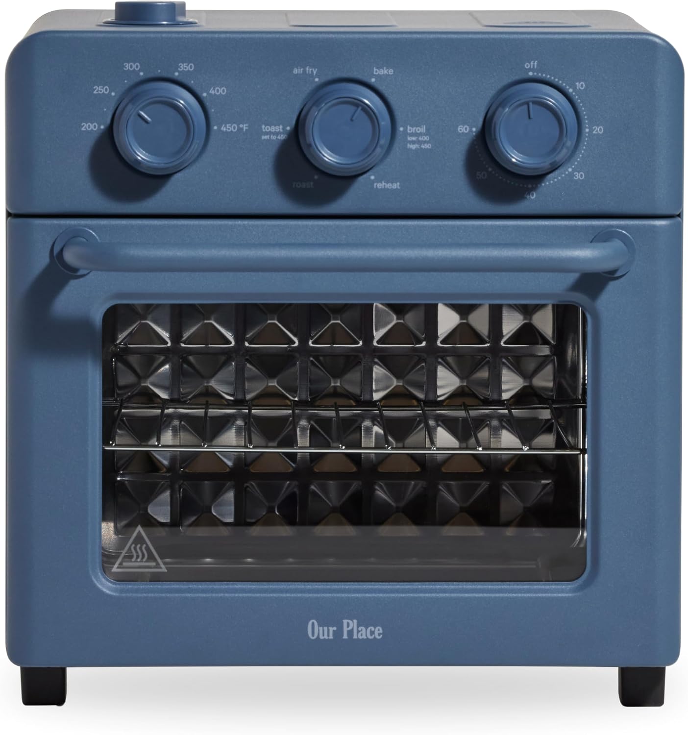 Our Place Wonder Oven | 6-in-1 Stainless Steel Air Fryer Toaster Oven Combo with Basket, Rack, Pan & Tray | Compact 13 QT Countertop Capacity – Toast, Roast, Bake, Reheat, Broil & Steam | Blue Salt