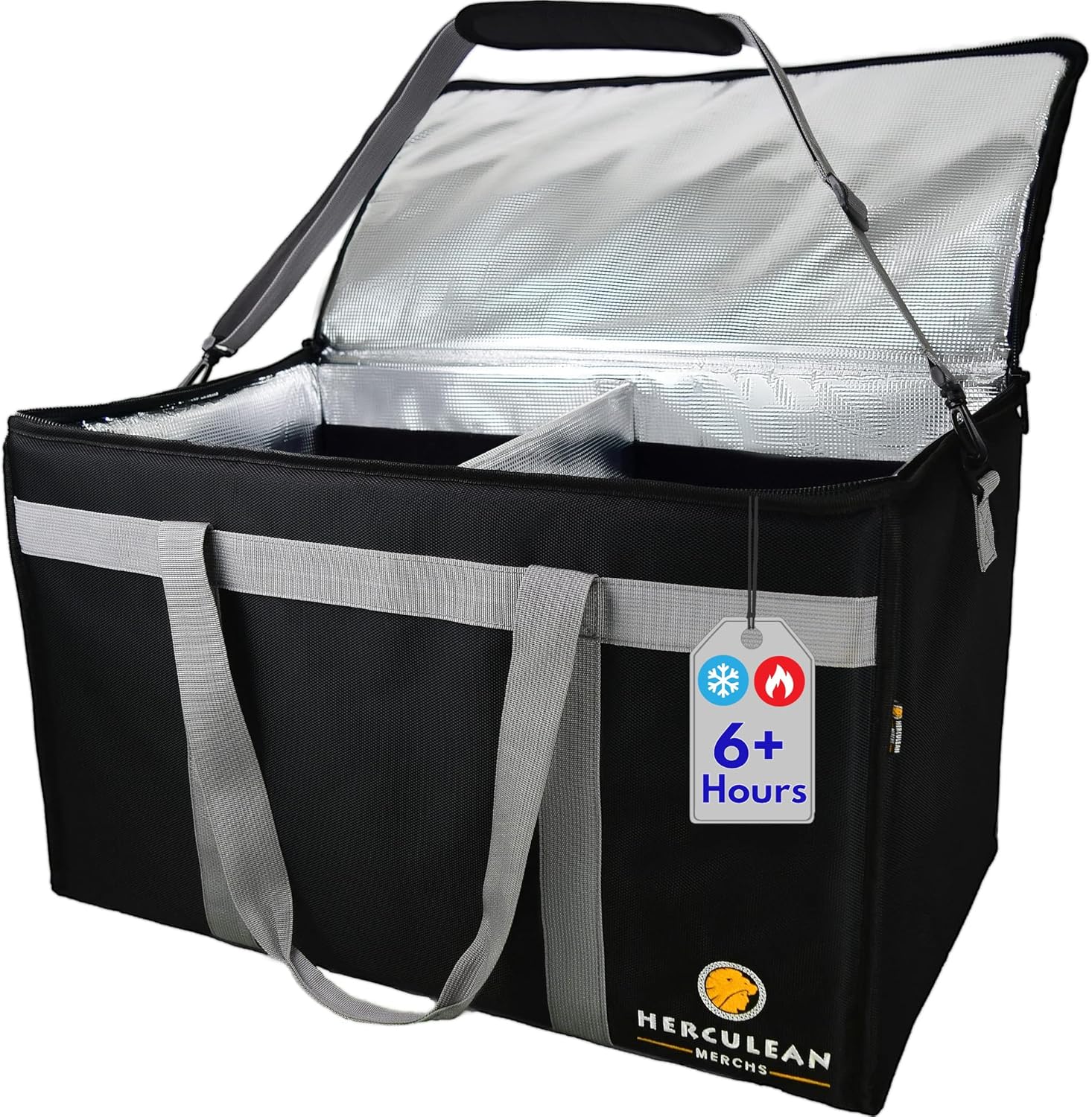 Herculean Premium Insulated Food Delivery Bag with YKK Zipper – Large Commercial Catering Bag for Food Transport – Hot and Cold Thermal Food Bag – Ultra Durable Hot Food Carriers for Takeaway Delivery