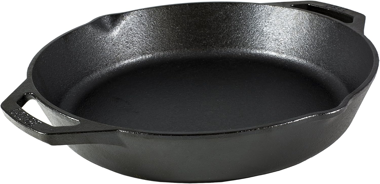 Lodge 10.25 Inch Pre-Seasoned Cast Iron Skillet – Dual Assist Handles – Use in the Oven, on the Stove, on the Grill, or Over a Campfire – Black
