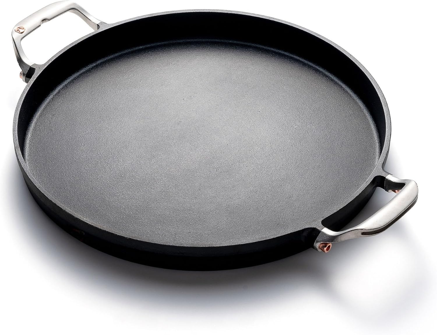 Outset Grill Paella and Deep Dish Pizza Pan, Cast Iron BBQ Pan with Handles, 18.15” x 14.11” x 1.25″