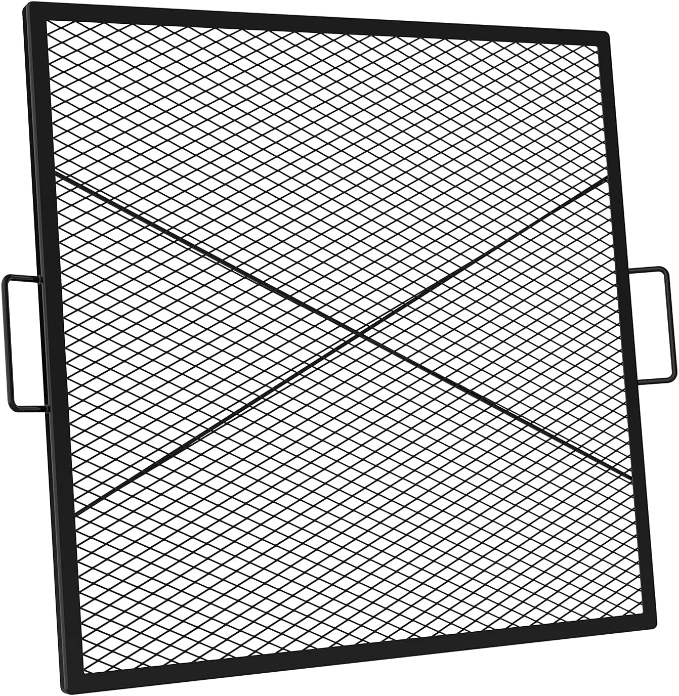 onlyfire Square Fire Pit Grill Grate, Heavy-Duty Steel Grate with Heat-Resistant Coating, Diamond Mesh & X-Marks Design for Outdoor BBQ, Camping, Backyard Gatherings – 36 inch