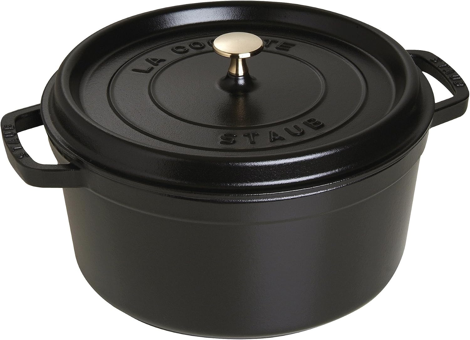 Staub Cast Iron Round Cocotte, Dutch Oven, 7-quart, serves 7-8, Made in France, Matte Black