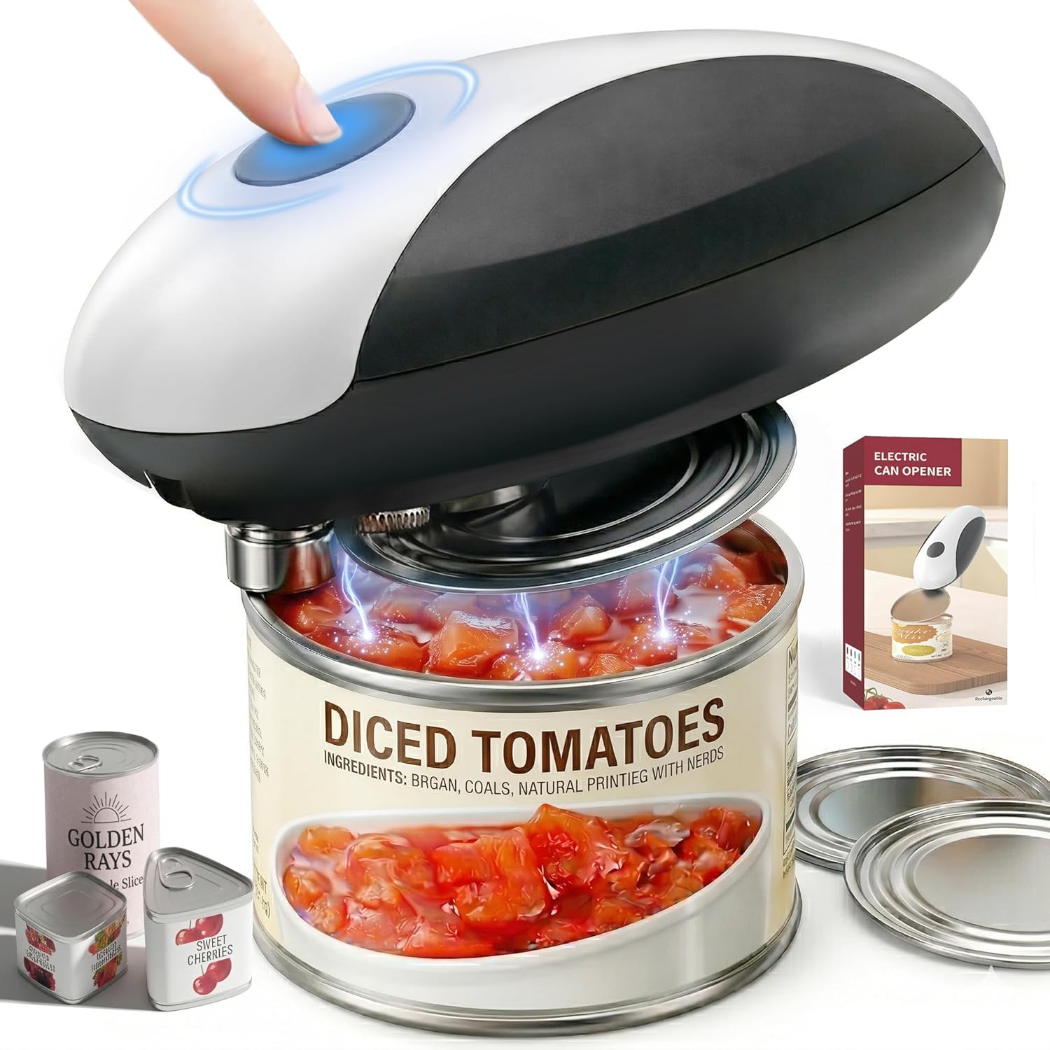 Electric Can Opener, USB-C Rechargeable Automatic Can Opener with Smooth Edge, One-Touch Operation, Magnetic Lid Hold, Easy Kitchen Gadget for Seniors, Fits Most Can Sizes