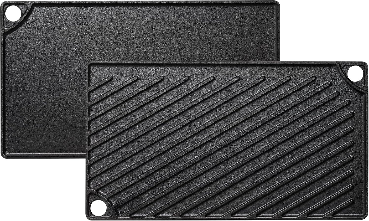 EWFEN Reversible Grill/Griddle, 16.7×9.5” Pre-Seasoned Cast Iron Griddle Pan, Double Burner Cookware, Rectangular Non-Stick Stovetop Griddle with Handles, Flat Top Plate for Oven, Grill & Campfire