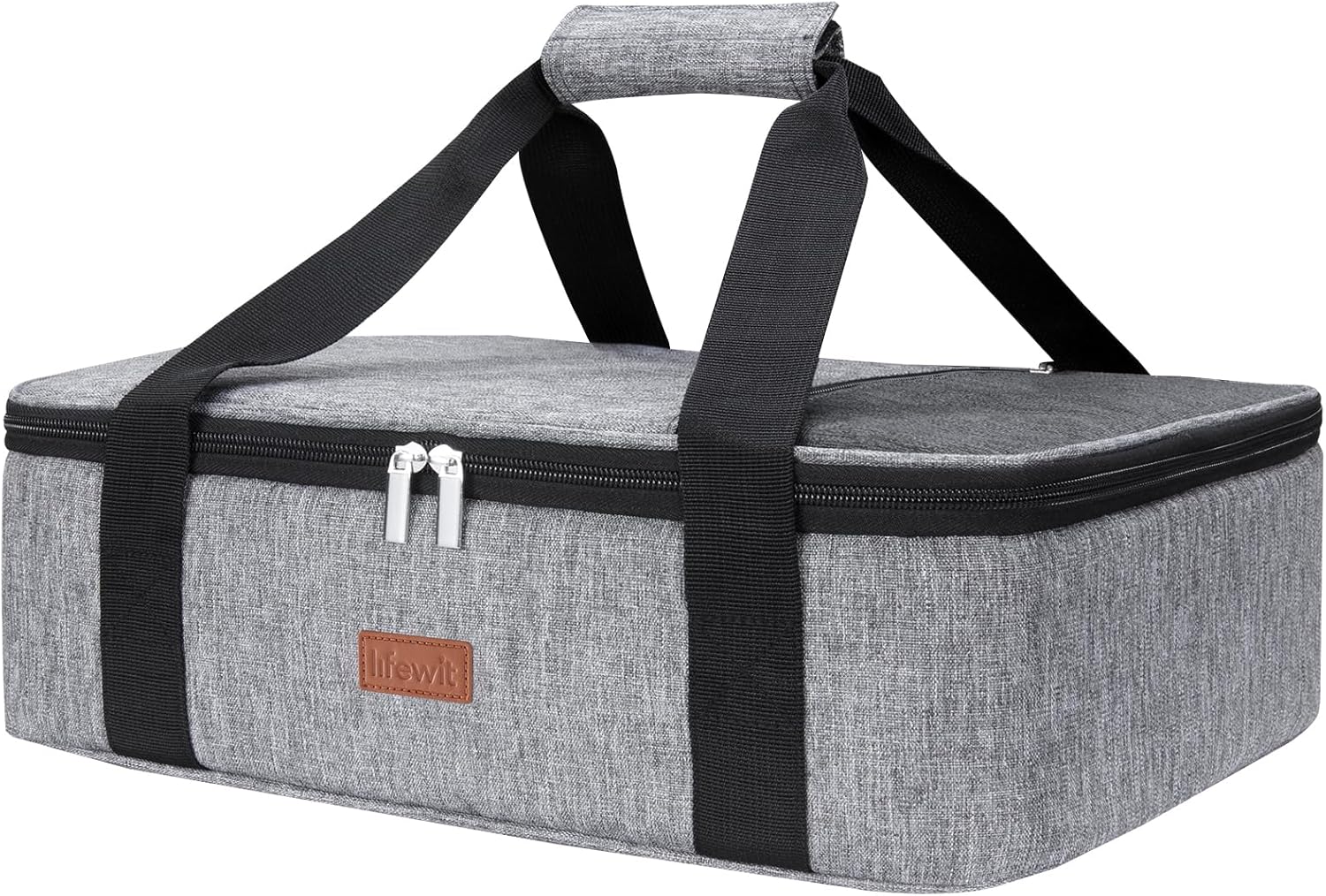 Lifewit Insulated Single Decker Casserole Carrier for Hot or Cold Food, Casserole Dish Carrying Case, Lasagna Holder for Potluck Parties, Picnic and Cookouts, Fits 9″x13″ Baking Dish, Grey