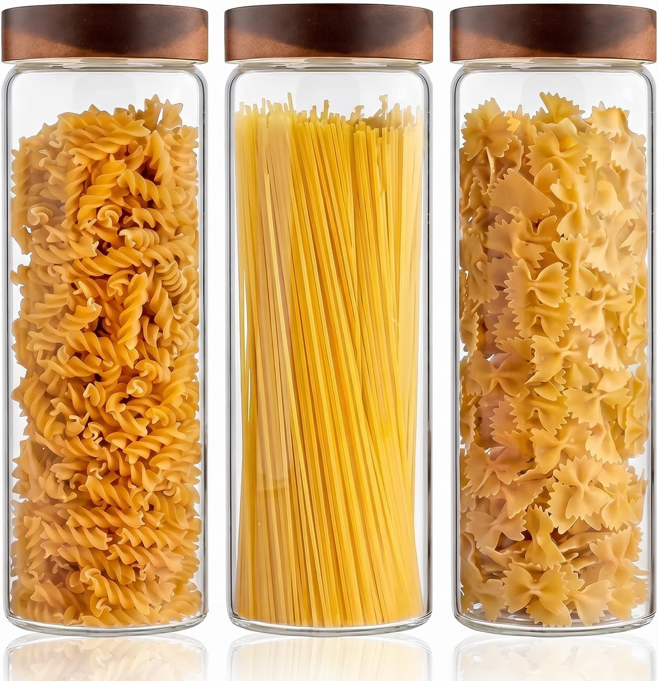 Glass Food Storage Jars, 67oz Glass Food Canister with Bamboo Lid, Kitchen Pantry Storage Jar, Glass Food Storage Containers, Ideal for Tea, Sugar, Rice, Coffee Beans, Spice, Candy, Cookie, 3 Pack