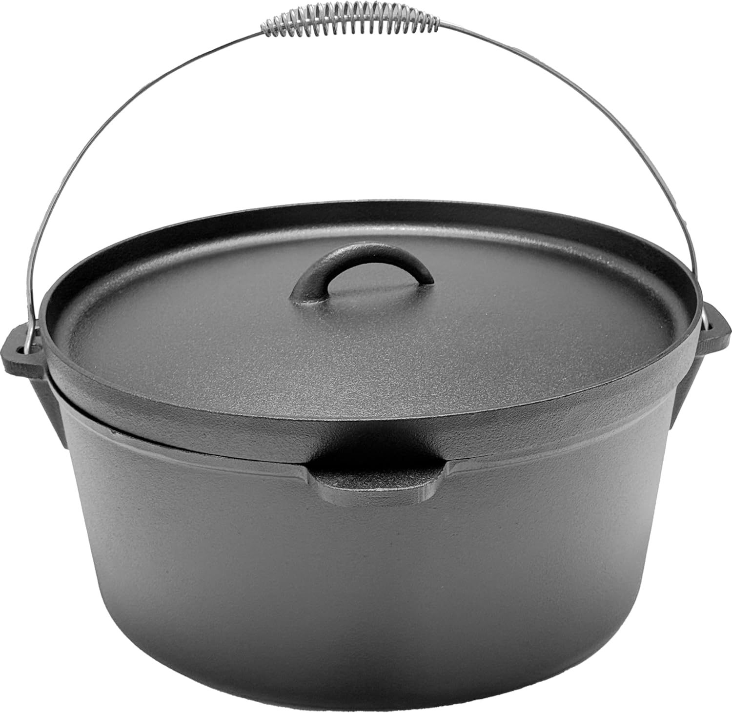 Cuisiland 16QT Cast Iron Dutch Oven with Lip Lid & Bail Handle – Extra Large Pre-Seasoned Campfire Pot for Outdoor Cooking, Roasting, Baking & Stews – Heavy-Duty Camping Cookware for Even Heat