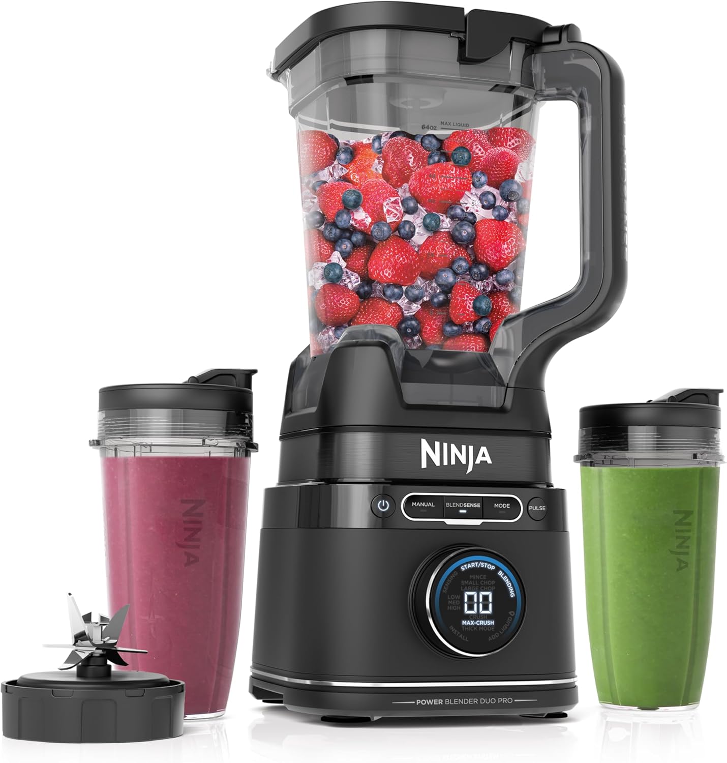 Ninja Full Size & Personal Blender I All-in-One | For-Smoothies, Food and More | BlendSense Tech I Includes 72 oz. Pitcher & (2) 24 oz. To-Go Cups with Lids | 1800 Peak Watt | Black | TB301